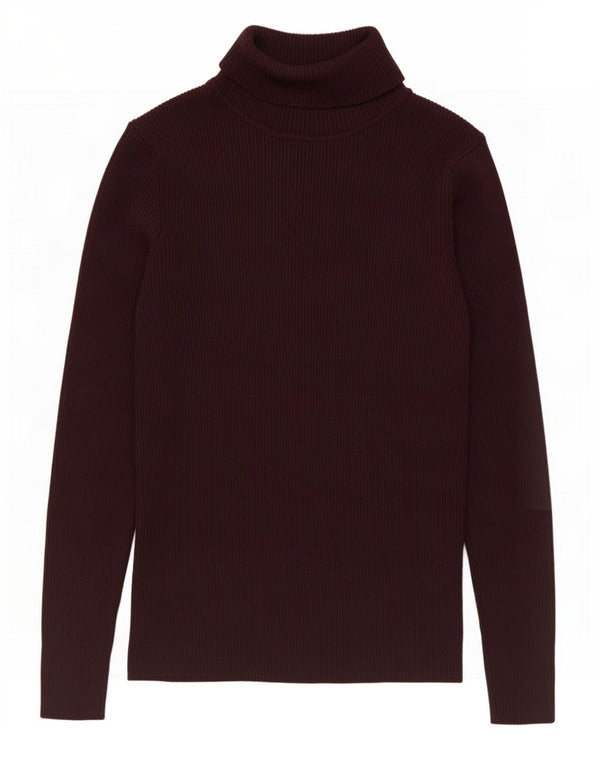 Maglione maglione a collo alto da donna Marks & Spencer UK 14 grande bordeaux