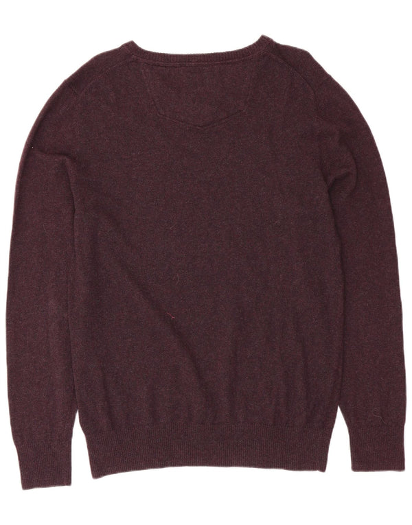 FAT FACE Maglione da uomo con scollo a V grande cotone bordeaux