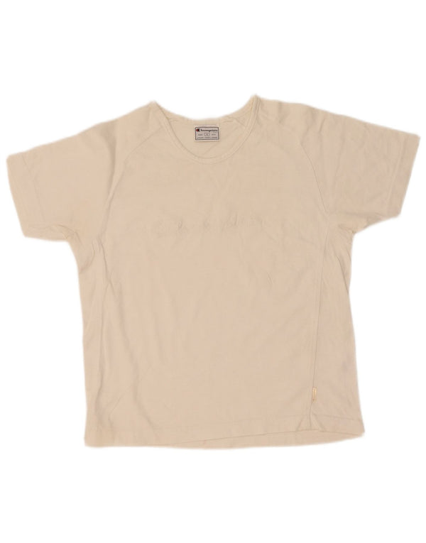 T-shirt grafica da donna Champion Top UK 10 piccola in cotone bianco
