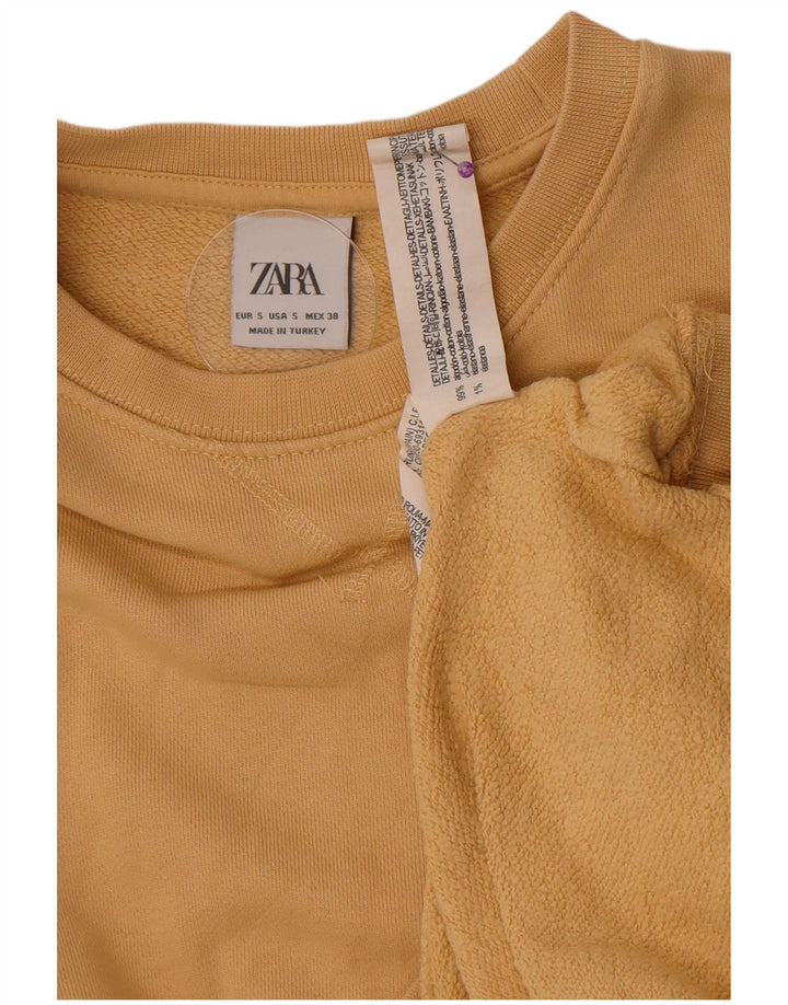 Zara Uomo Felpa Maglione Piccolo Cotone Beige