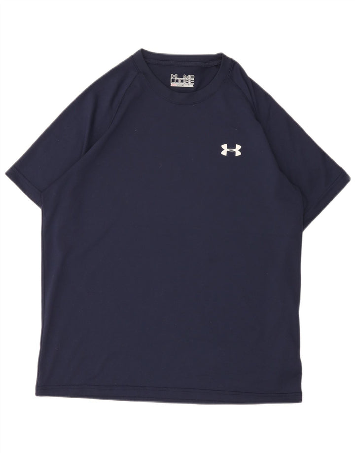 Maglietta Under Armour da uomo Heat Gear Top medio in poliestere blu navy