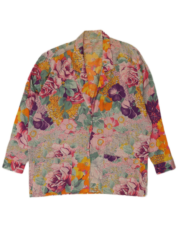 BENETTON Womens 2 Button Blazer Jacket IT 44 Medium Multicoloured Floral