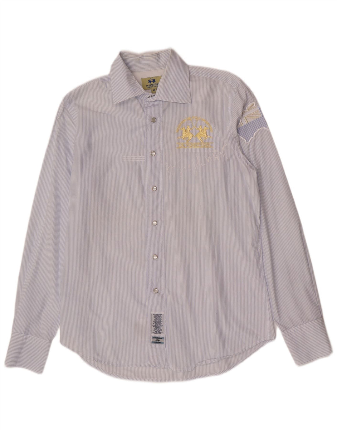 Camicia da uomo con vestibilità regolare grafica La Martina in cotone a righe blu medio