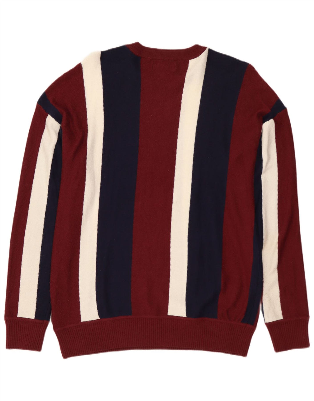 Maglione ZARA da uomo girocollo in nylon a righe bordeaux medio