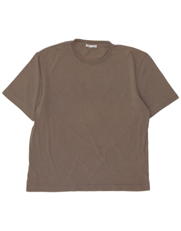 T-shirt da uomo ZARA Top XL in cotone grigio