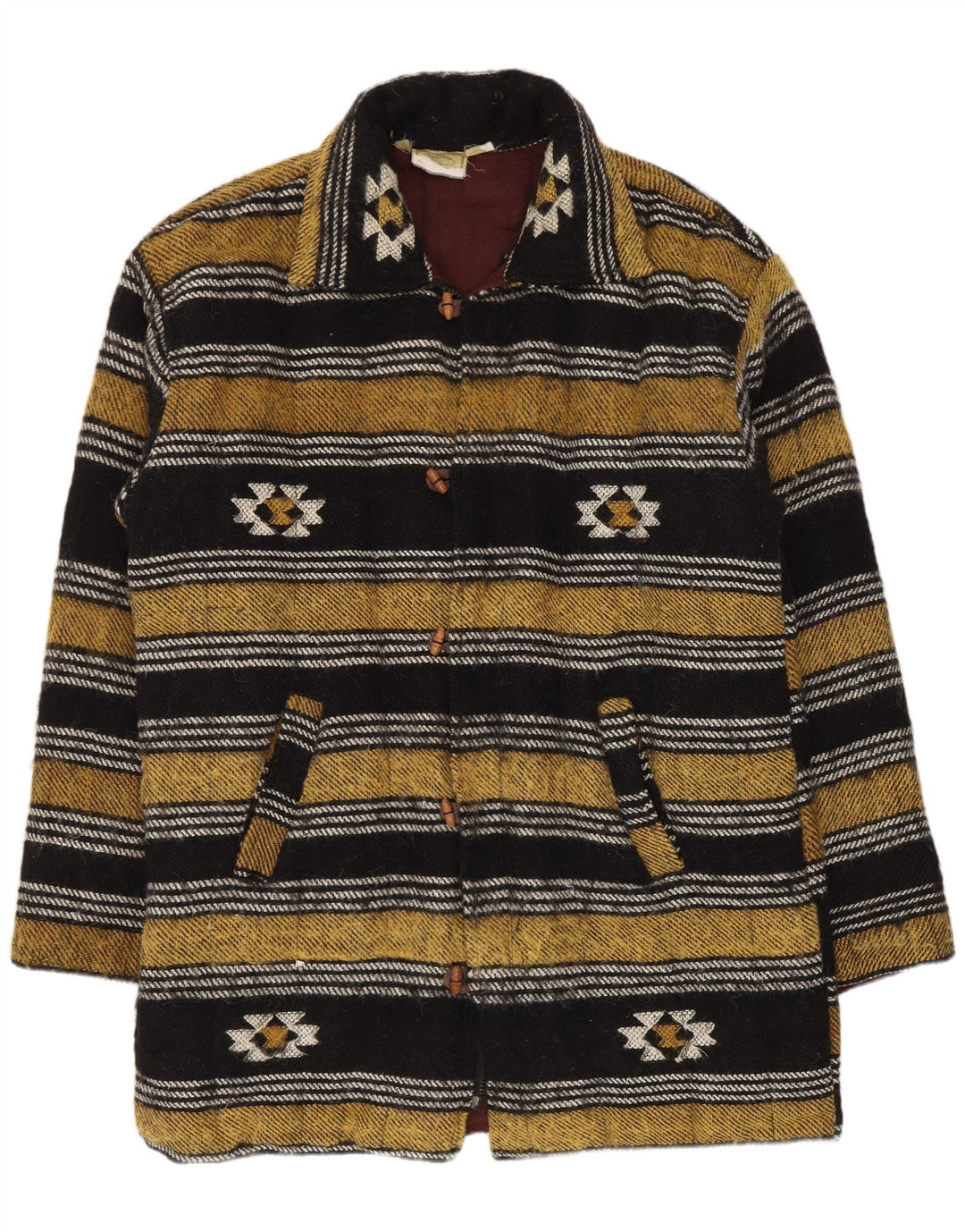 Montgomery vintage da uomo UK 40 grande lana geometrica multicolore
