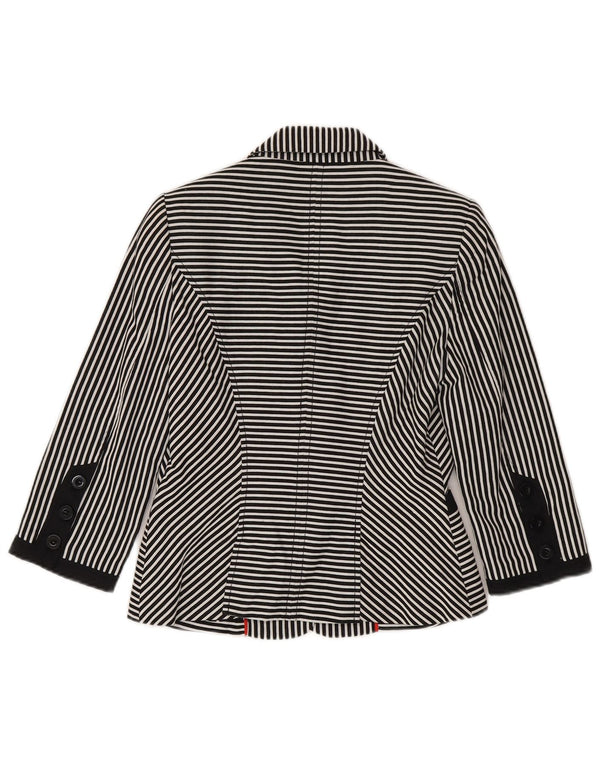 Giacca blazer da donna con maniche a 3/4 Jasper Conran UK 10 piccolo gessato nero