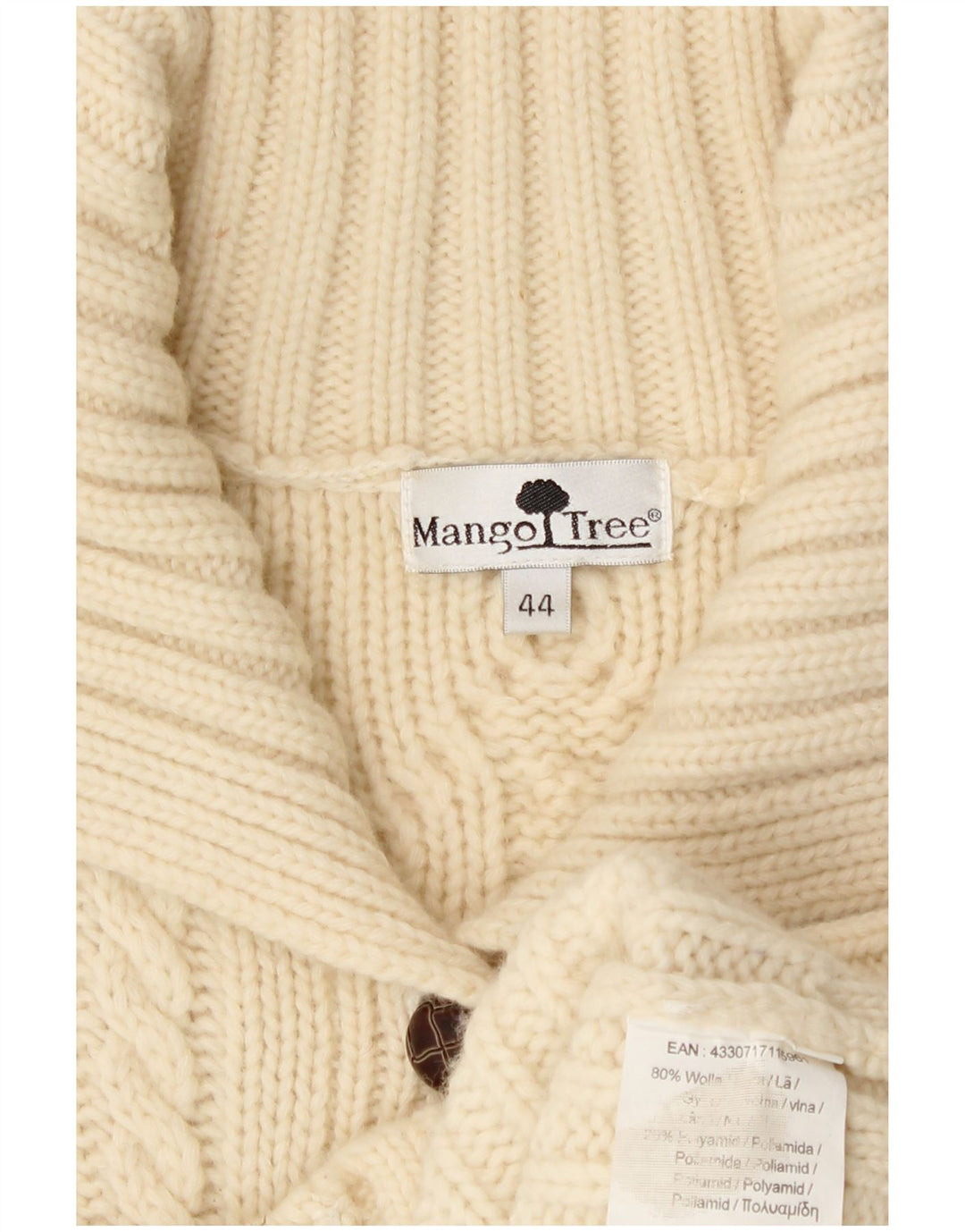 Maglione cardigan da donna vintage IT 44 lana media bianco sporco