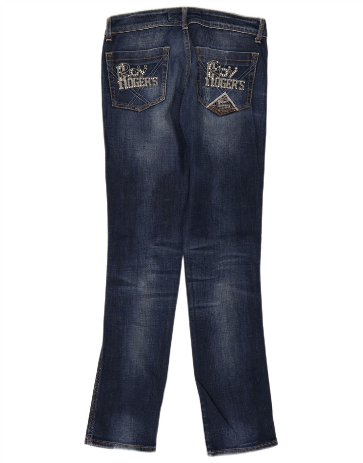 ROY ROGERS Jeans slim invecchiati da donna W27 L33 cotone blu