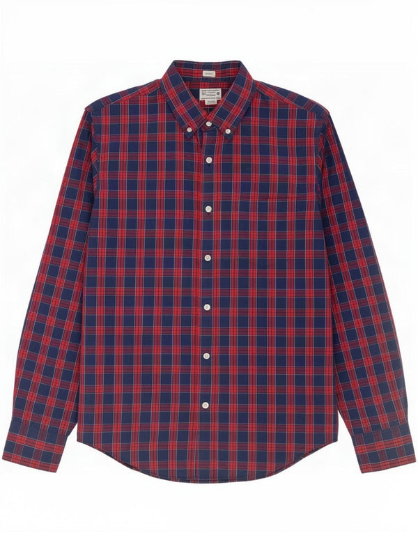 J. Crew Mens Slim Fit Shirt Medium Navy Blue Check Cotton