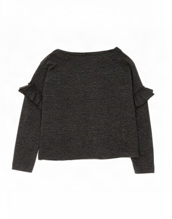 Top Zara da donna a vestibilità ampia a maniche lunghe UK 14 Poliestere screziato grigio medio
