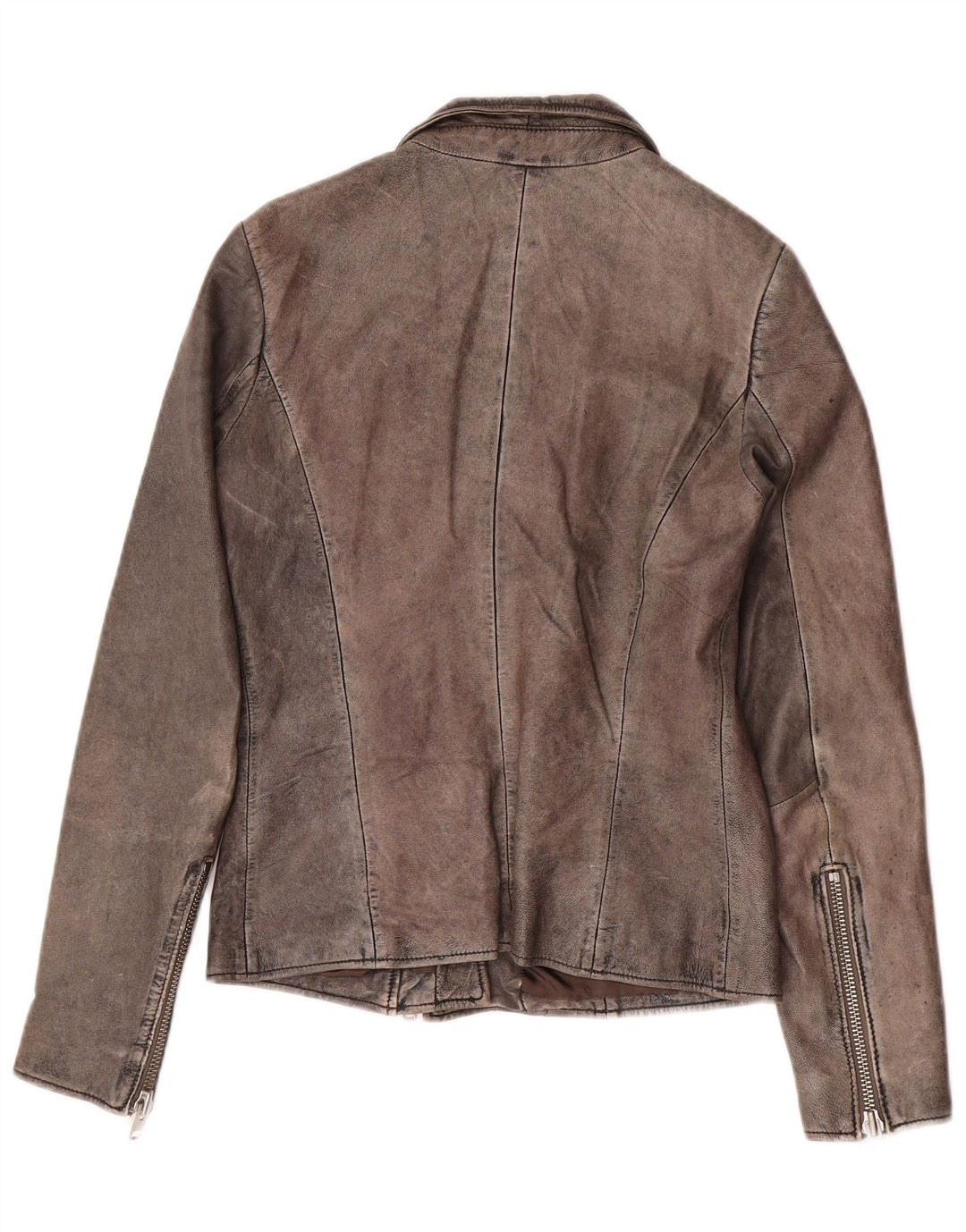 Giacca da motociclista in pelle da donna Zen IT 44 Pelle grigio medio