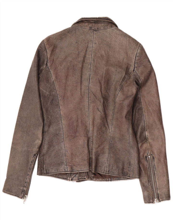 Giacca da motociclista in pelle da donna Zen IT 44 Pelle grigio medio
