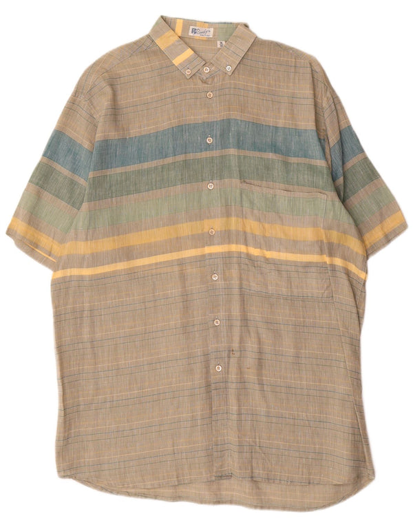 Camicia vintage da uomo a maniche corte taglia 41 16 grandi righe multicolori