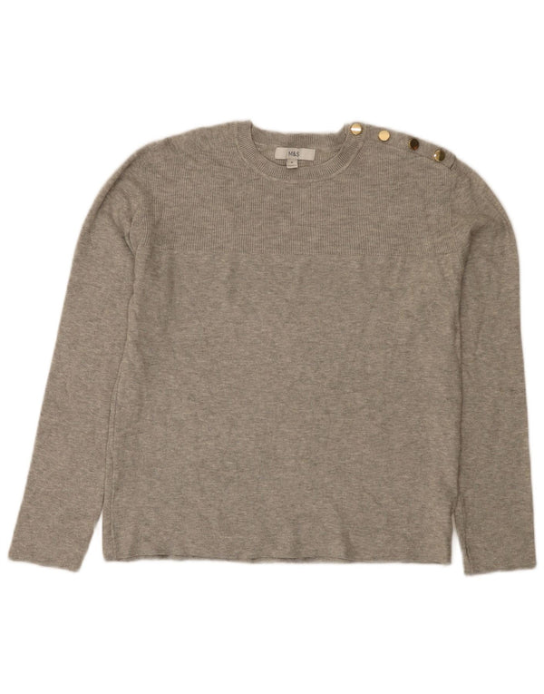 Marks & Spencer Top da donna a maniche lunghe UK 12 Viscosa grigio medio
