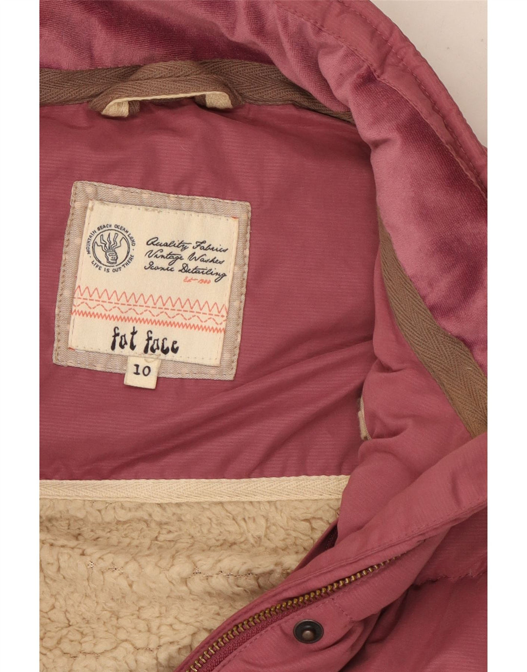 Gilet imbottito oversize in sherpa da donna Fat Face UK 10 piccolo poliestere rosa