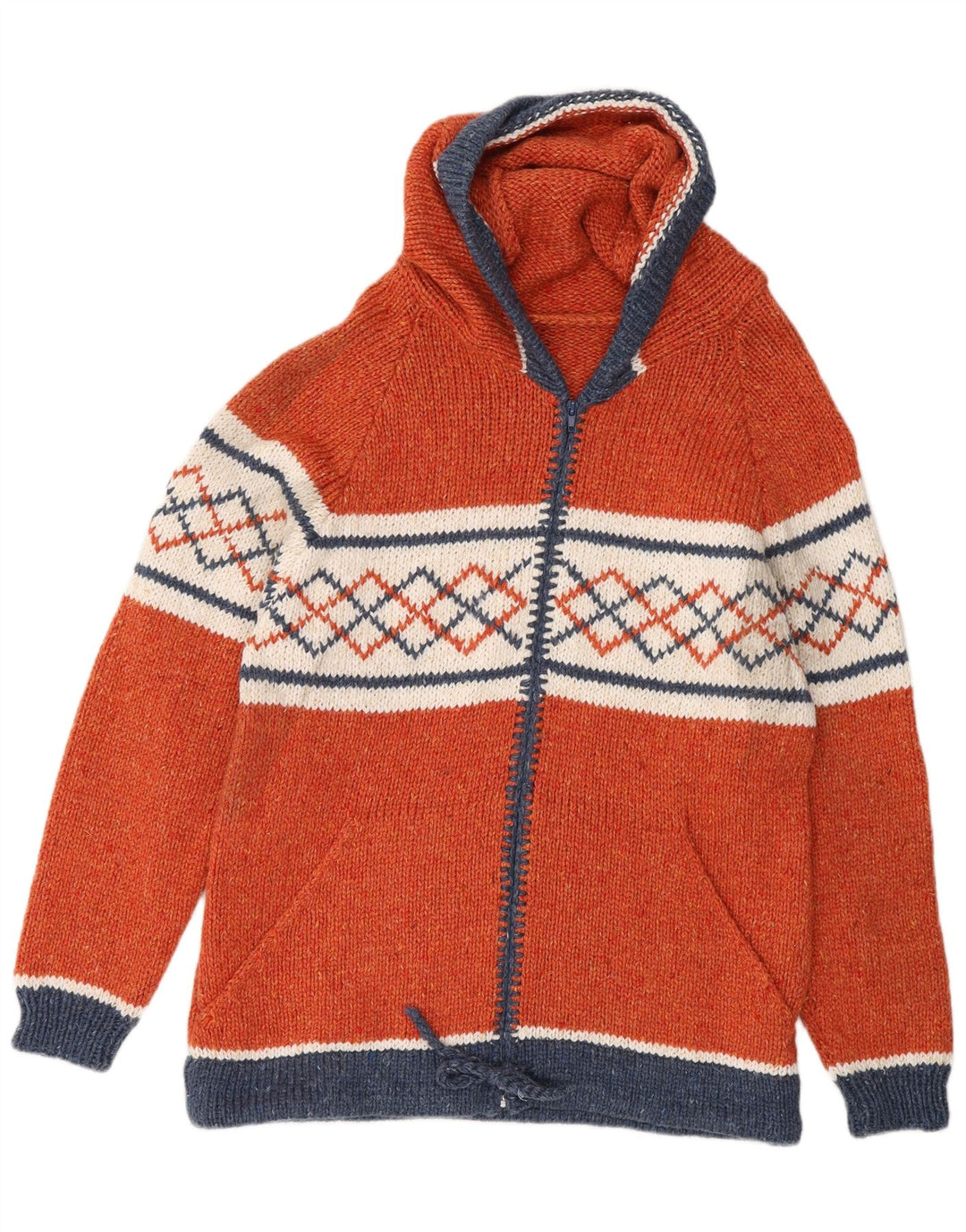 Maglione cardigan con cappuccio da donna APS Malhas UK 12 Arancione medio geometrico