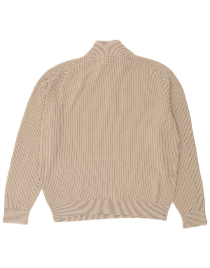 Massimo Dutti Maglione da uomo con zip e collo in cotone beige medio