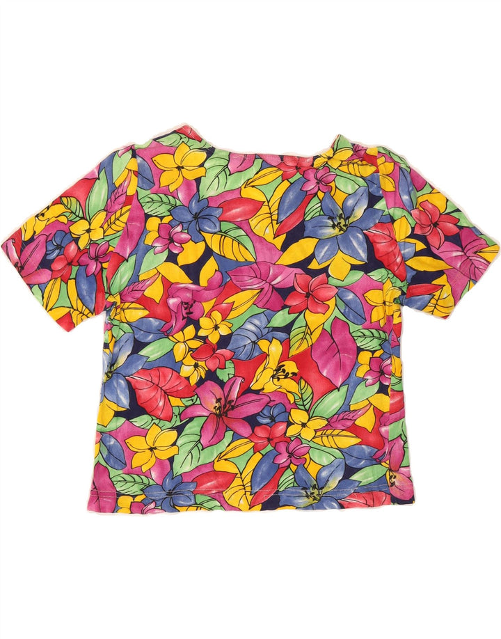 VINTAGE Womens Crop T-Shirt Top UK 12 Medium Multicoloured Floral Vintage Vintage and Second-Hand Vintage from Messina Hembry 