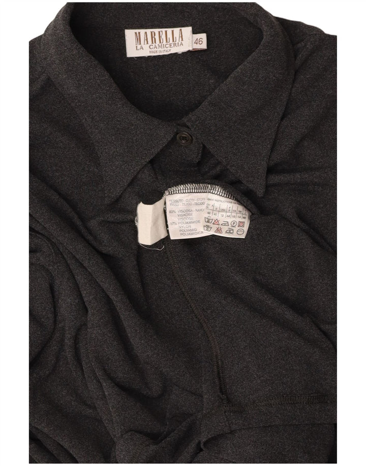 MARELLA Camicia da donna camicetta UK 14 grande viscosa grigia
