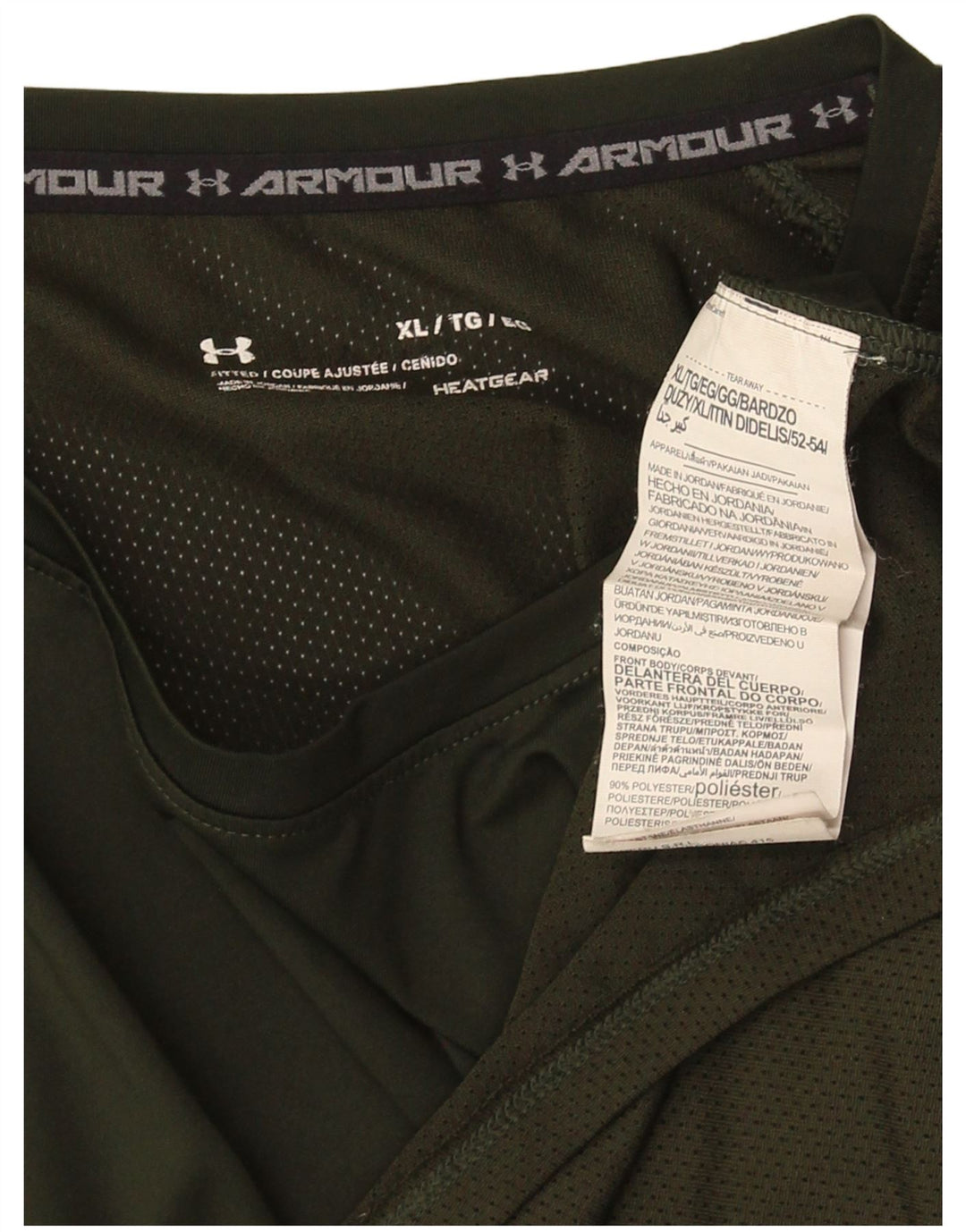 T-shirt aderente da uomo Under Armour Top XL poliestere a righe verdi