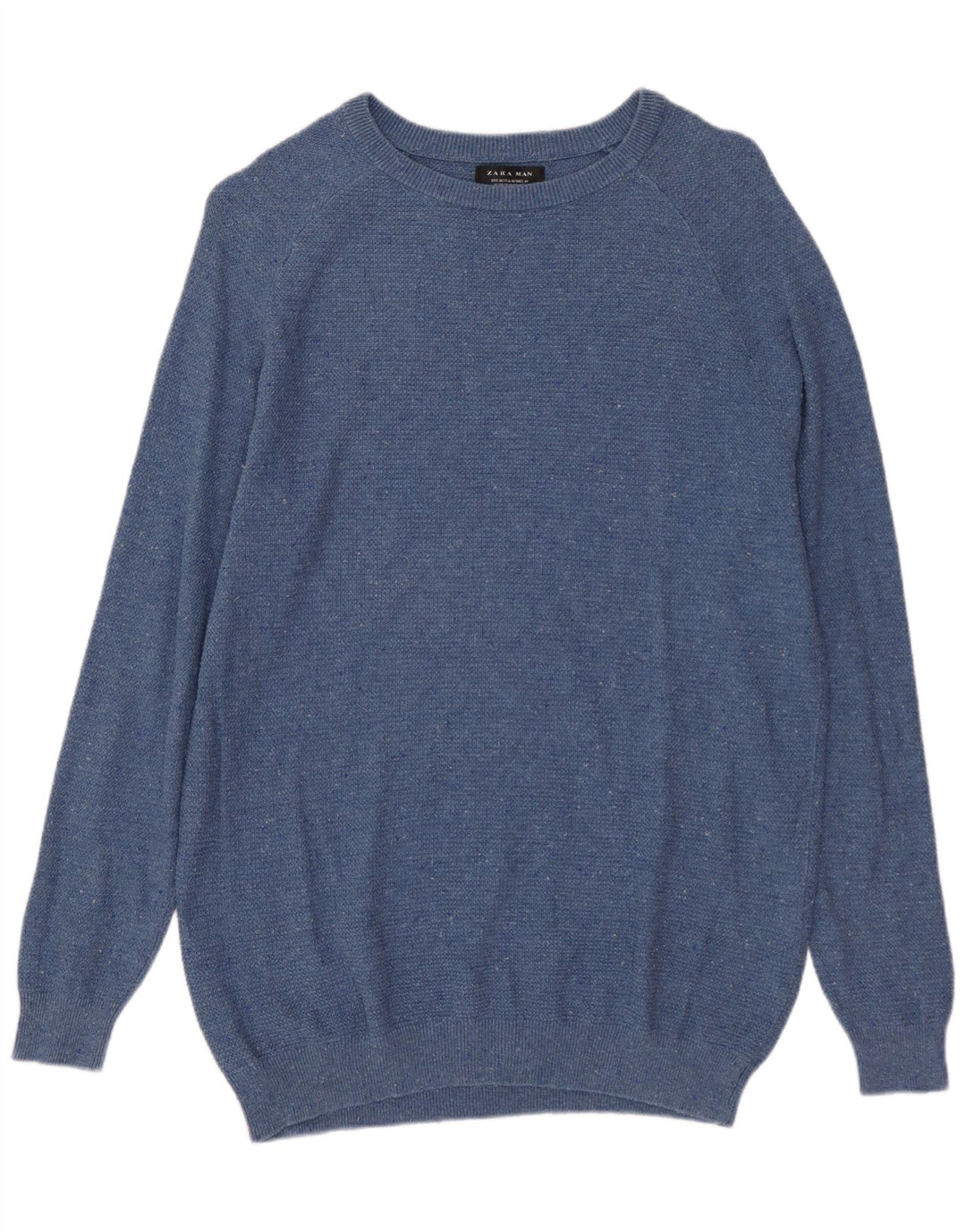 Maglione ZARA da uomo con scollo a barca in poliestere chiazzato blu medio