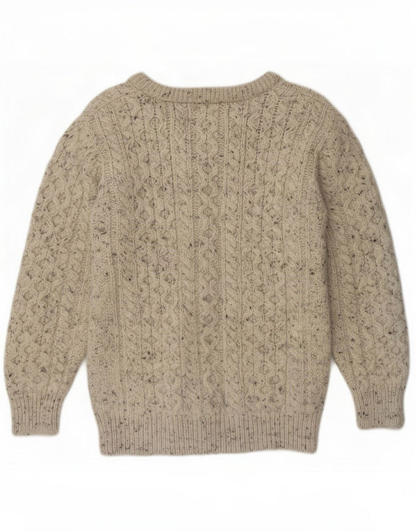 Maglione cardigan da donna Aran Crafts UK 10 piccolo grigio in lana screziata