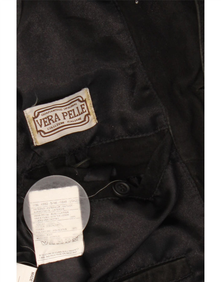 Giubbotto bomber in pelle scamosciata vintage da uomo UK 40 grande in pelle nera