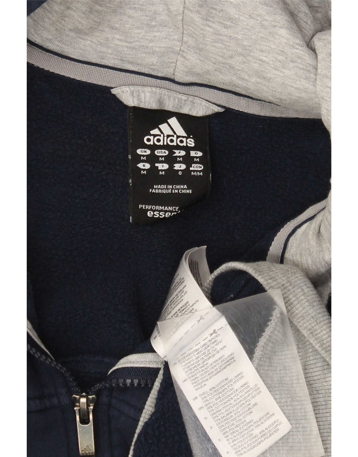 Maglione con cappuccio e zip da uomo Adidas in cotone blu navy medio