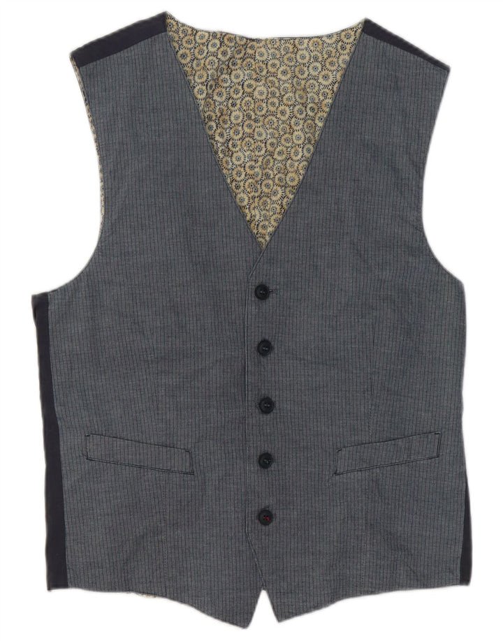Gilet Uomo Sisley IT 50 Cotone Gessato Blu Medio