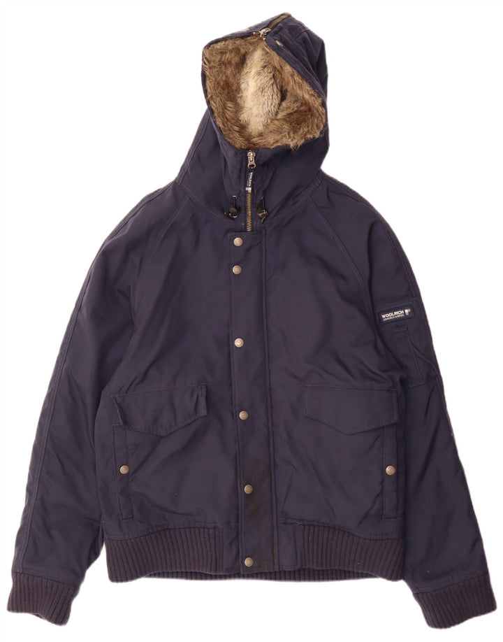 Giubbotto bomber con cappuccio da uomo Woolrich UK 38 nylon medio blu navy