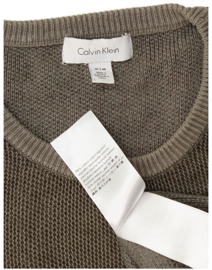Maglione maglione girocollo da uomo Calvin Klein in cotone grigio medio