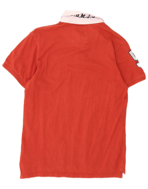 Polo da rugby grafica da uomo Jack & Jones in cotone color block arancione medio