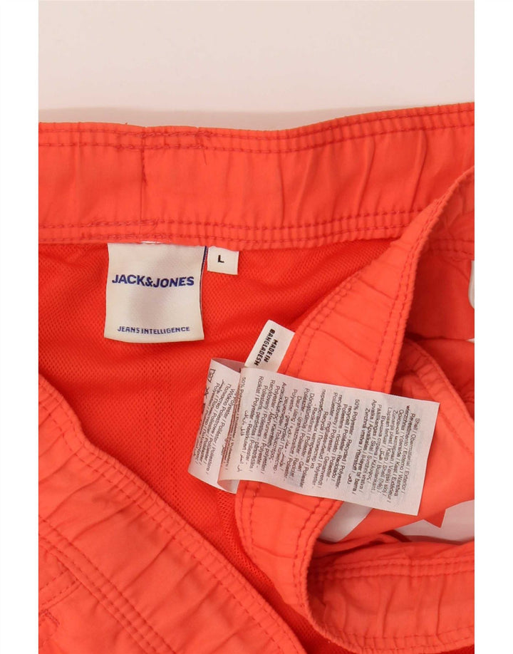 Pantaloncini da bagno grafici da uomo Jack & Jones grandi in poliestere arancione