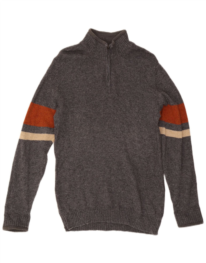 Maglione da uomo Marks & Spencer con collo con zip blu Harbour piccolo grigio