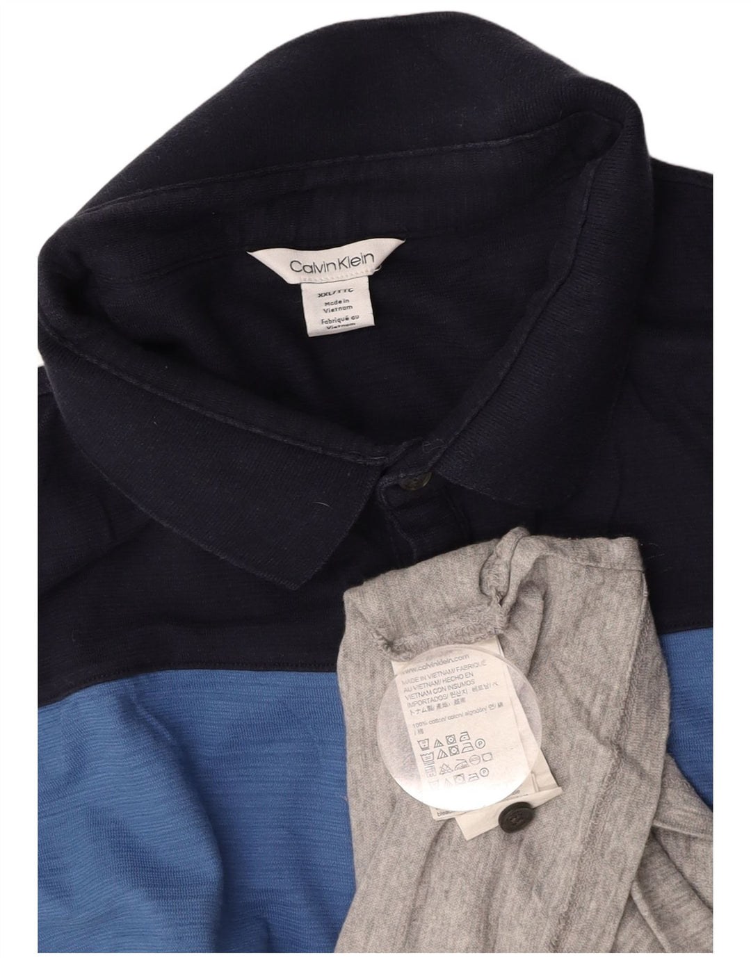 Polo da uomo CALVIN KLEIN 2XL in cotone color block grigio