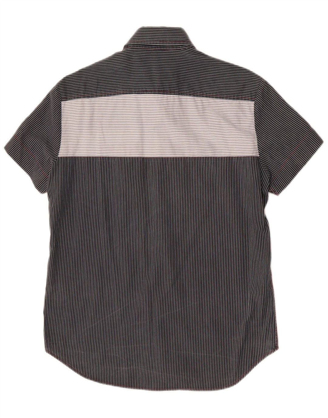 Replay Camicia grafica da uomo a maniche corte in cotone a righe nere medie