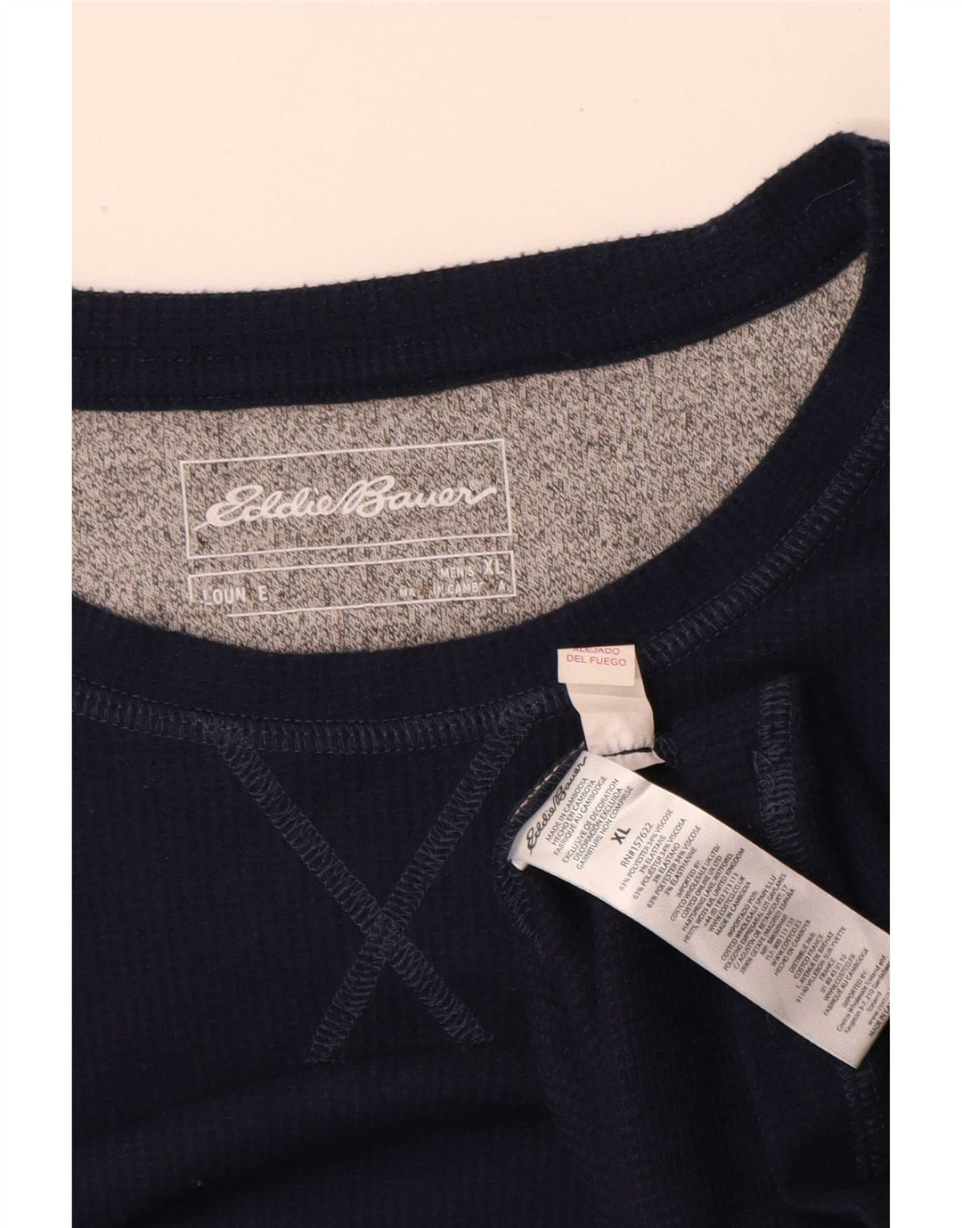 Eddie Bauer Top da uomo a maniche lunghe XL in poliestere blu navy