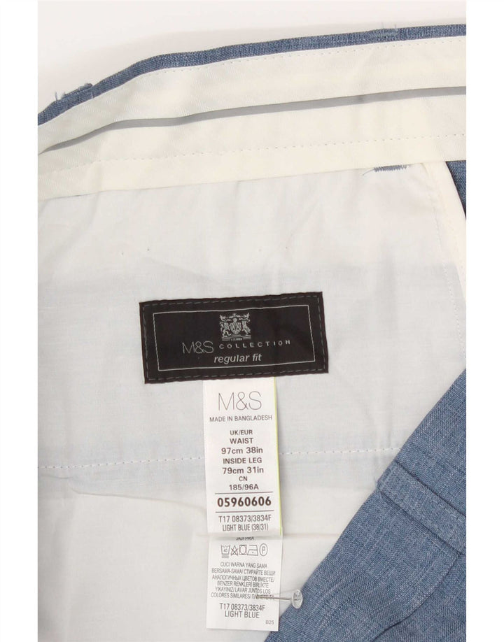 Pantaloni da abito vestibilità regolare Marks & Spencer da uomo W38 L31 poliestere blu