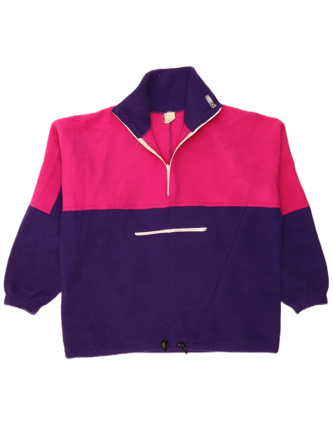 ALEXANDER Maglione in pile da uomo con zip e collo XL Viola in poliestere color block