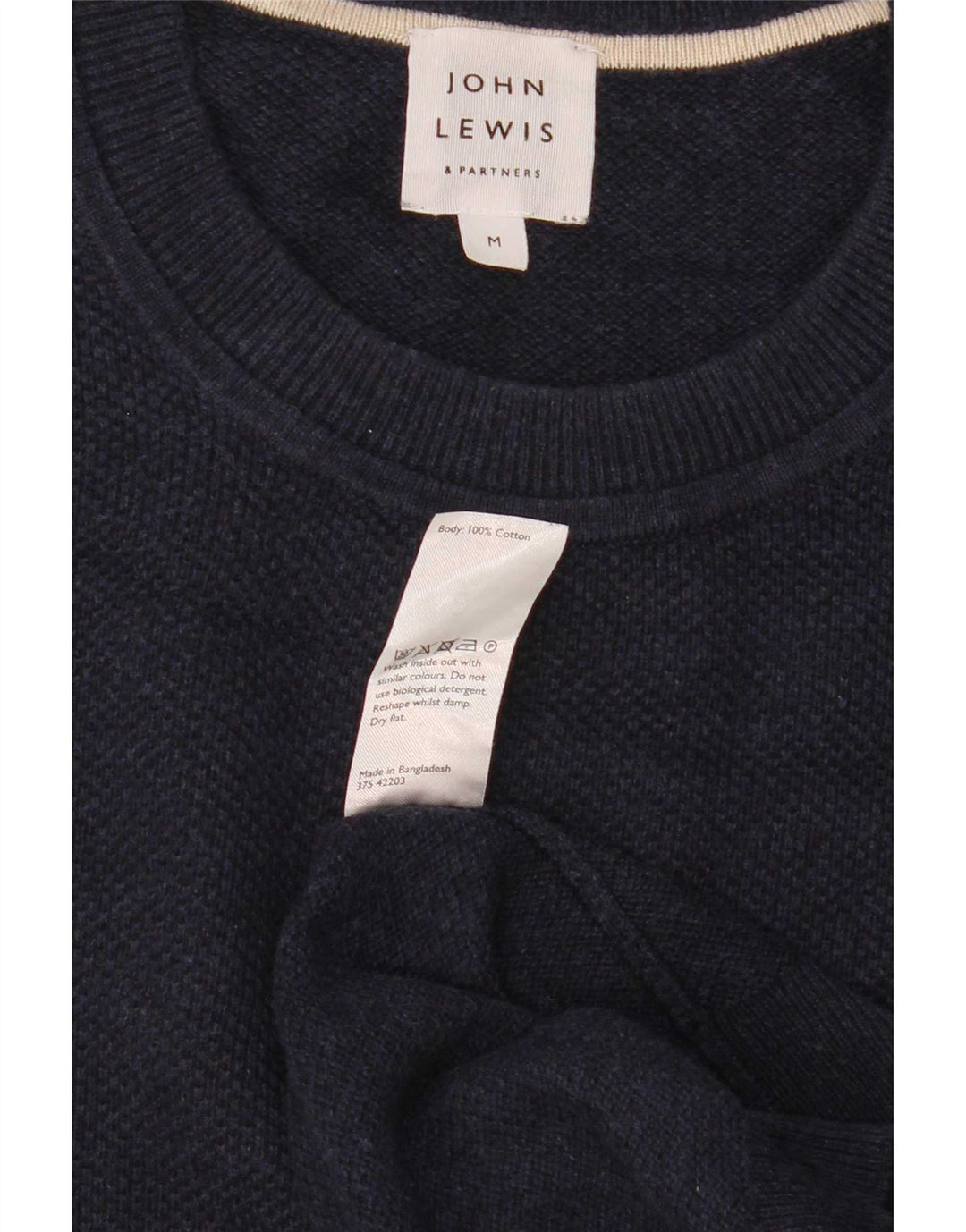 Maglione maglione girocollo da uomo John Lewis in cotone blu navy medio