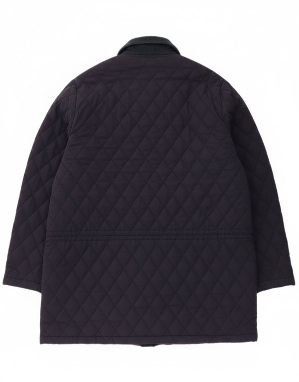 Vintage Mens Quilted Jacket UK 42 XL Navy Blue Polyester