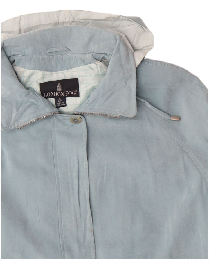 Giacca a vento con cappuccio da donna LONDON FOG UK 16 grande poliestere blu