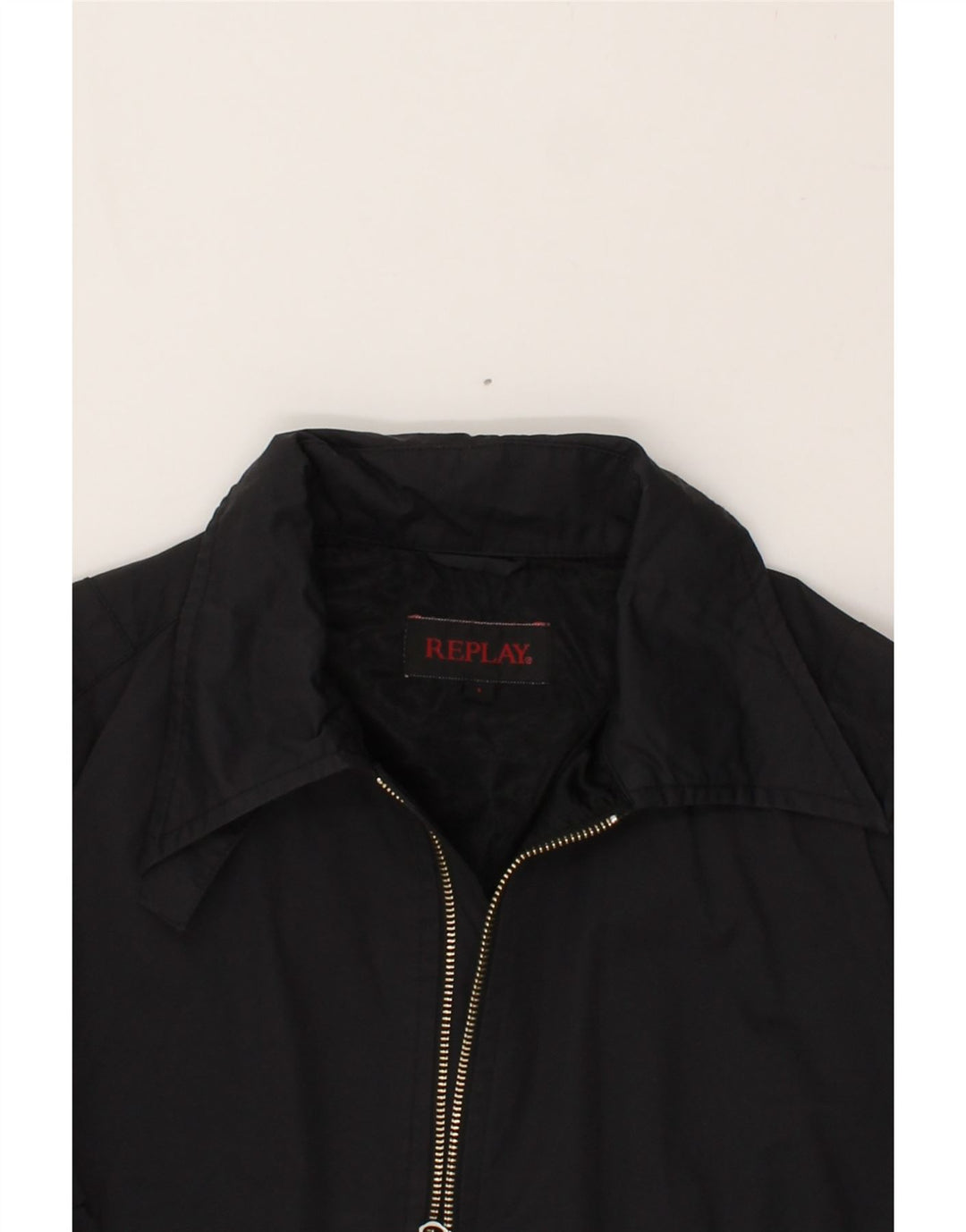 REPLAY Bomber grafico da donna UK 14 grande cotone nero