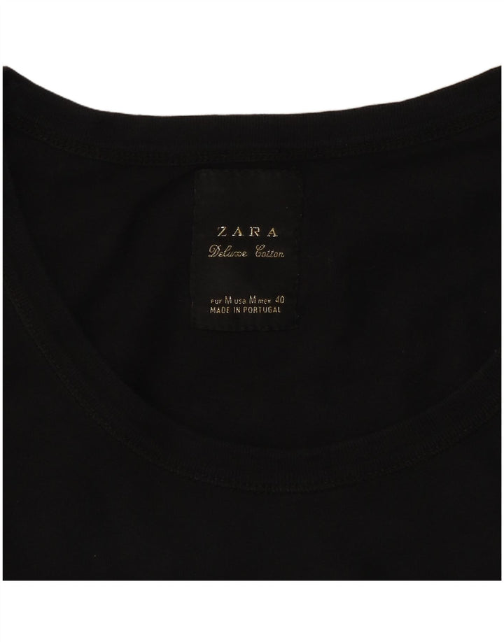 T-shirt da donna ZARA Top UK 12 medio nero cotone