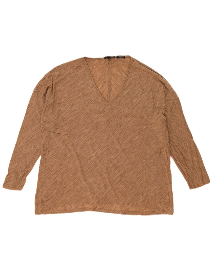 Massimo Dutti Top oversize da donna a maniche lunghe UK 10 Small Beige screziato