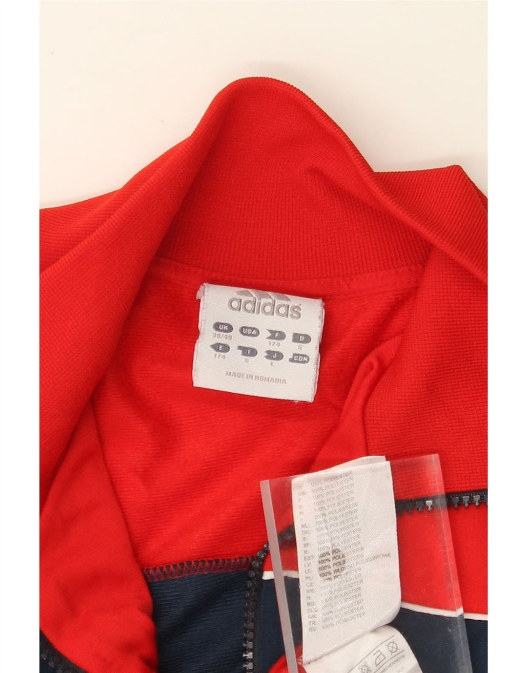 Giacca da tuta da uomo ADIDAS UK 38/40 Poliestere color block rosso medio