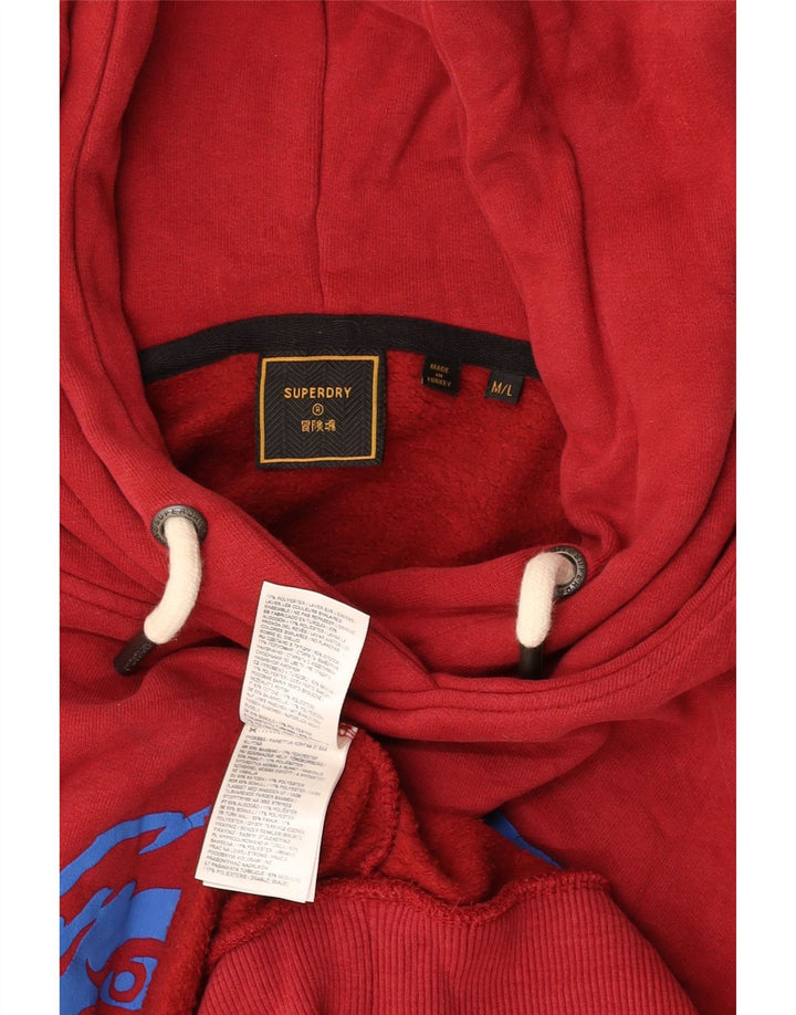Maglione con cappuccio grafico da uomo SUPERDRY in cotone bordeaux medio