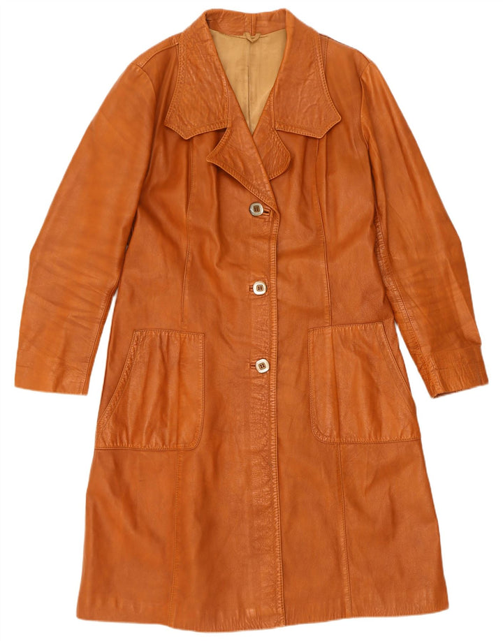 Cappotto in pelle vintage da donna IT 52 2XL Marrone