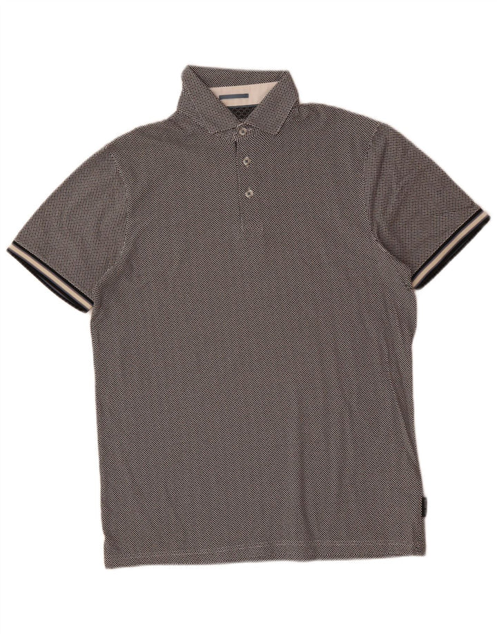 Polo da uomo Ted Baker taglia 2 piccola in cotone grigio a quadri